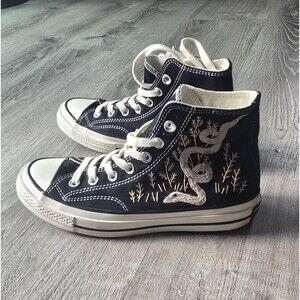 Converse Chuck Taylor High Top Snake Embroidered Sneakers Mens 5 Womens 7 unisex